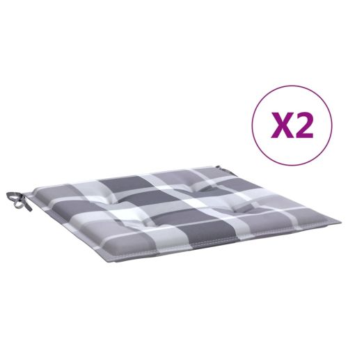 Възглавници за столове 2 бр сиво каре 50x50x4 см Оксфорд плат