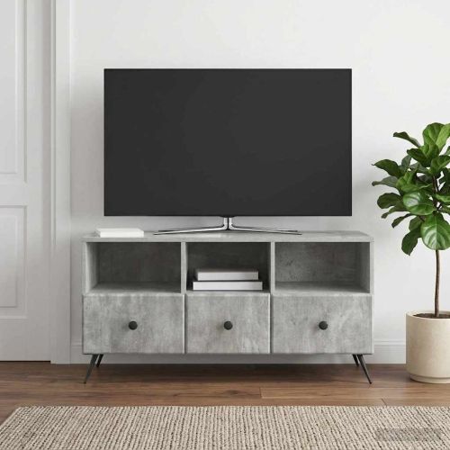 ТВ шкаф Бетонно сиво 102 x 34,5 x 50 см Инженерна дървесина