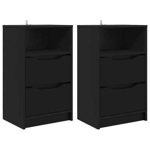 Нощни маси 2 pcs Черно 40 x 30 x 467 см Инженерно дърво