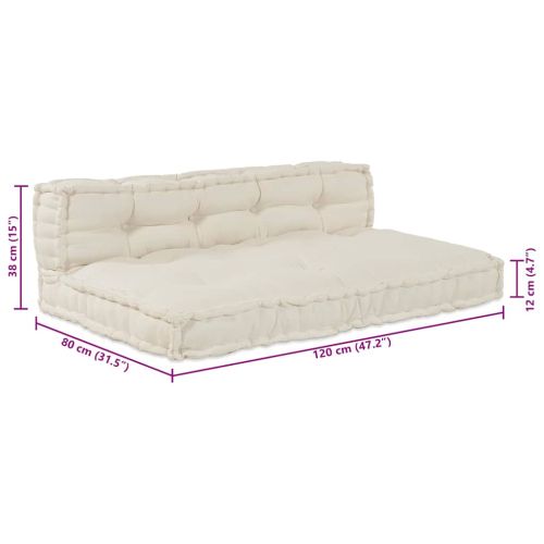 Кушон за палетен диван 2 pcs Кремаво 120 x 80 x 38 см Текстил