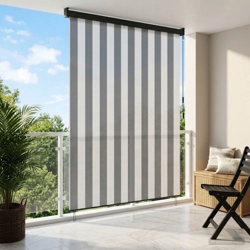 Ролетна щора Антрацит и бяло 80 x 250 cm Текстил и Алуминий