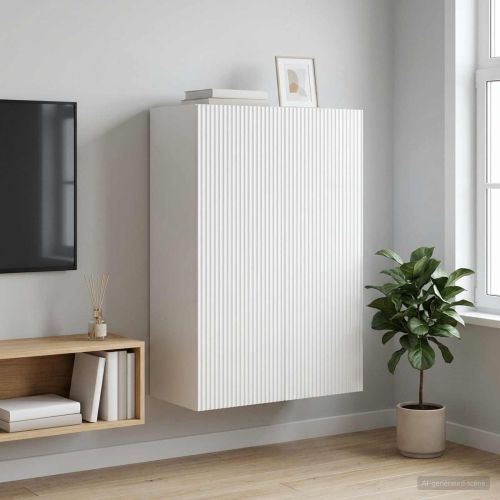 Стенно шкафче Бял гланц 66 x 34,5 x 90 см Инженерна дървесина