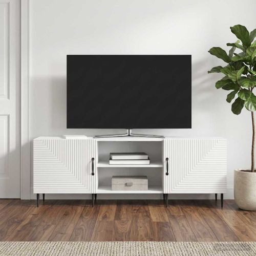ТВ шкаф Бял гланц 150 x 31 x 50 см Инженерна дървесина