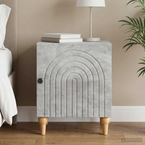 Нощен шкаф Бетонно сиво 43 x 34,5 x 50 см Инженерна дървесина