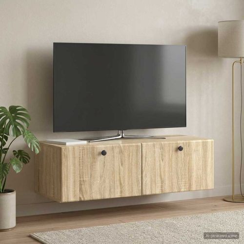 Стенно монтиран ТВ шкаф 98 x 41 x 30 см Дъб сонома