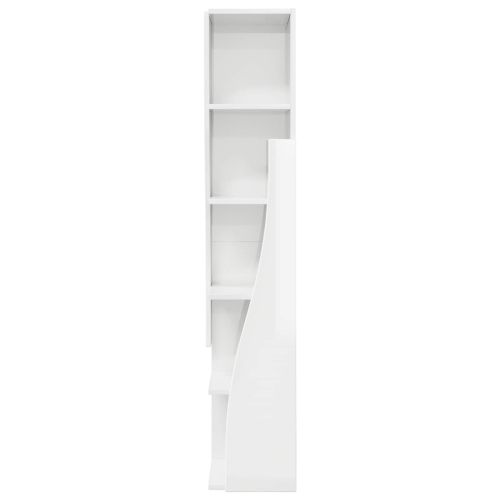 Ъглов шкаф Лъскаво бяло 27,5x27x140см Инженерно дърво