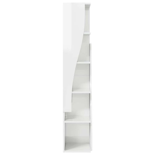 Ъглов шкаф Лъскаво бяло 27,5x27x140см Инженерно дърво