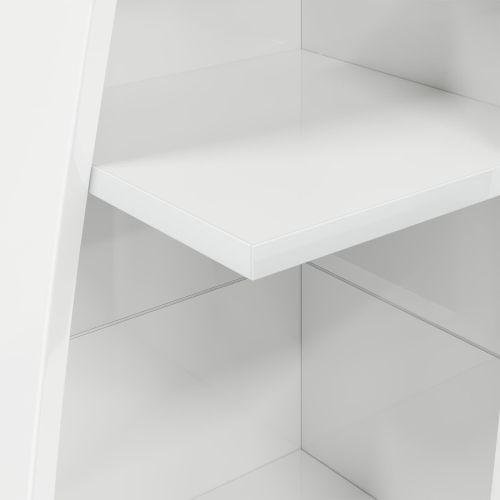 Ъглов шкаф Лъскаво бяло 27,5x27x140см Инженерно дърво