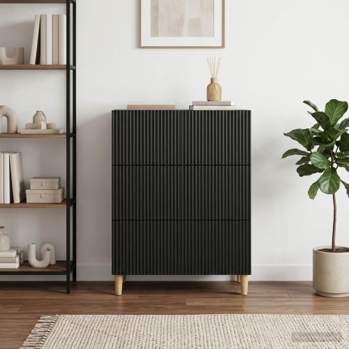 Чекмеджетен шкаф Черно 66 x 34,5 x 90 см Инженерна дървесина