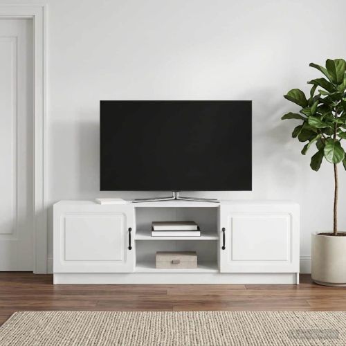 ТВ шкаф Бяло 150 x 31 x 47 см Инженерна дървесина