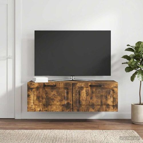 Стенно монтиран ТВ шкаф Опушен дъб 98 x 31 x 30 см