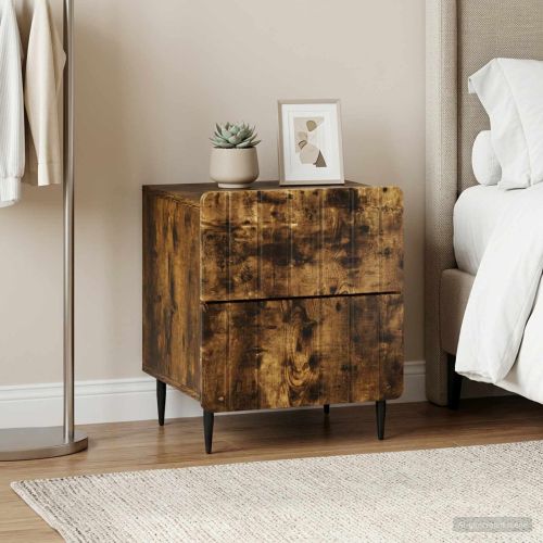 Нощен шкаф с чекмедже 2 pcs Опушен дъб 43 x 34,5 x 49,5 см