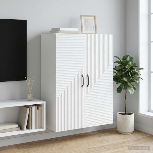 Стенно шкафче Бяло 66 x 34,5 x 90 см Инженерна дървесина