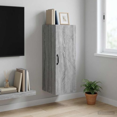 Стенно шкафче Сив Сонома 33 x 34,5 x 90 см Инженерна дървесина