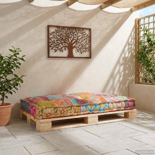 Кушон за палетен диван Многоцветен 120 x 80 x 12 cm Текстил