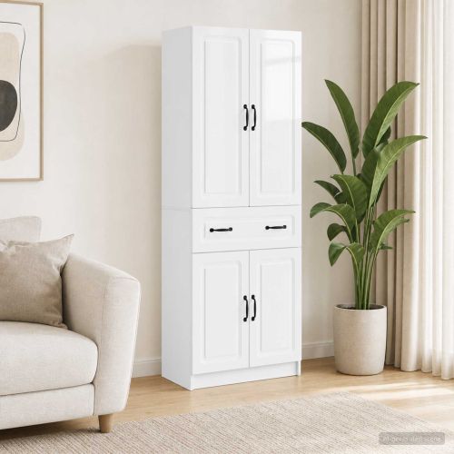 Комплект шкафове 2 pcs Бял гланц Инженерна дървесина
