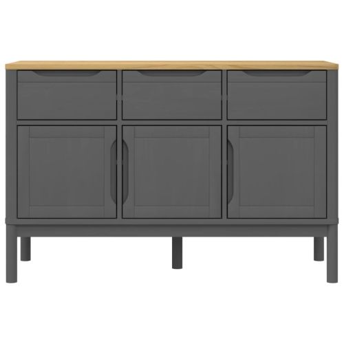 Сайдборд FLORO, сив, 114x43x74 см, борово дърво масив