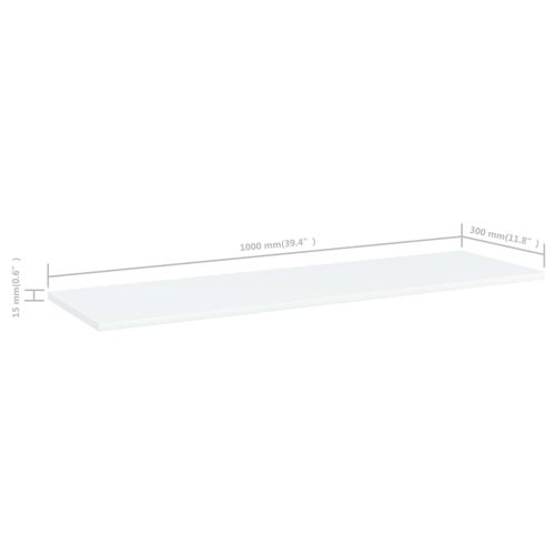 Рафтове за етажерка, 8 бр, бели, 100x30x1,5 см, ПДЧ