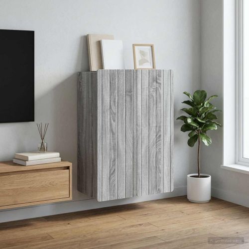 Стенно шкафче Сив Сонома 66 x 34,5 x 92 см Инженерна дървесина