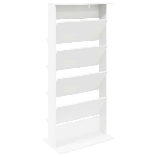 Етажерка за списания Бяло 70 x 41 x 156 см Инженерна дървесина