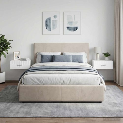 Спален шкаф с монтаж на стена 2 pcs Бял гланц 49 x 34,5 x 20 см