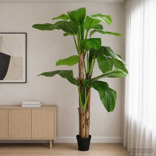 Изкуствено бананово дърво Зелено 125 x 25 x 250 см