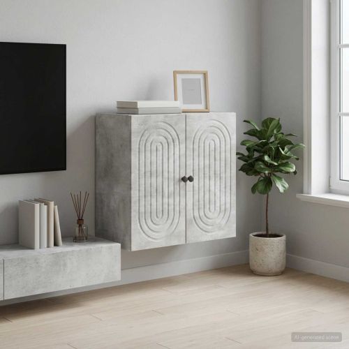 Стенно шкафче Бетонно сиво 59 x 31 x 60 см Инженерна дървесина