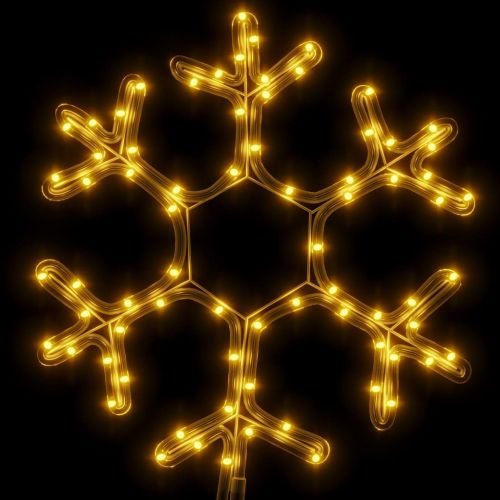 Коледни фигури снежинки с LED, 2 бр, топло бяло, 38x37 см