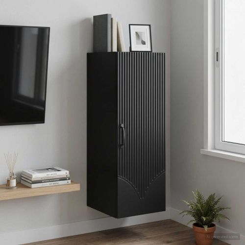Стенно шкафче Черно 33 x 34,5 x 90 см Инженерна дървесина