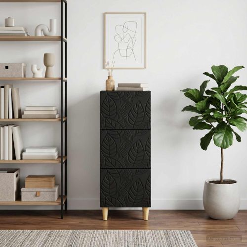 Чекмеджетен шкаф Черно 33 x 34,5 x 90 см Инженерна дървесина