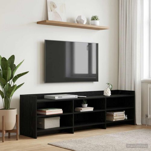 ТВ шкаф 168 x 33 x 47 см Черен дъб Инженерна дървесина
