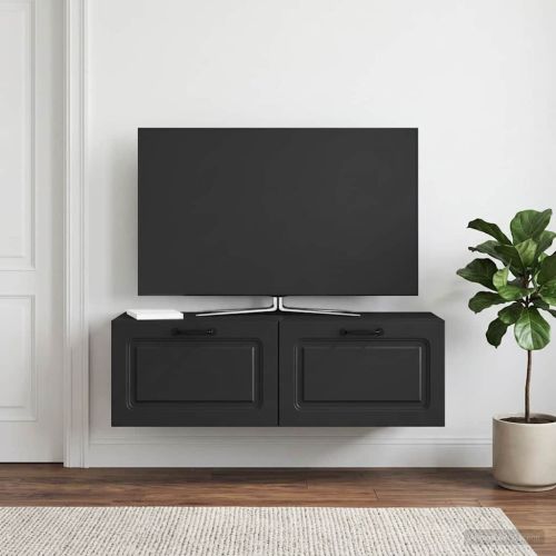 Стенно монтиран ТВ шкаф Черно 98 x 31 x 30 см