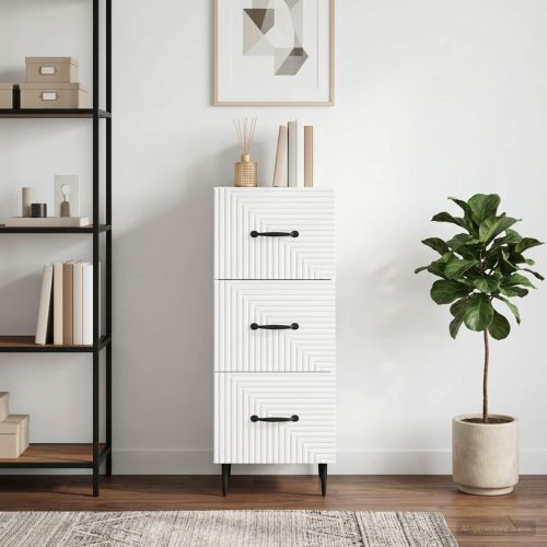 Чекмеджетен шкаф Бяло 33 x 34,5 x 89,5 см Инженерна дървесина