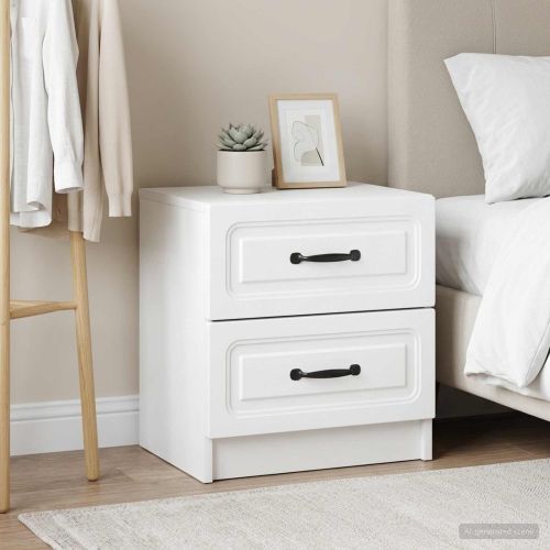 Нощен шкаф 2 pcs Бяло 43 x 34,5 x 44,5 см Инженерна дървесина