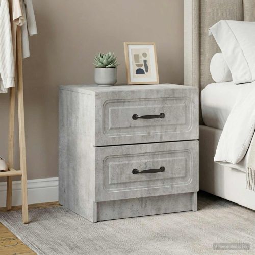 Нощен шкаф с чекмедже 2 pcs Бетонно сиво 43 x 34,5 x 44,5 см