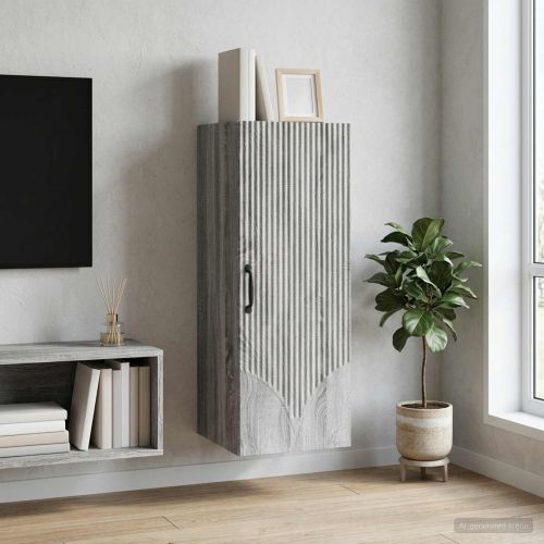 Стенно шкафче Сив Сонома 33 x 34,5 x 90 см Инженерна дървесина