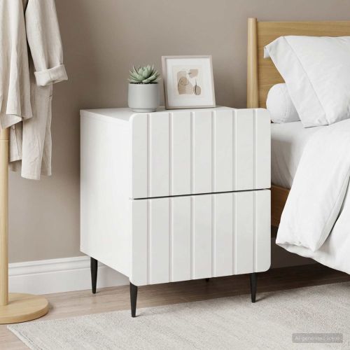 Нощен шкаф с чекмедже 2 pcs Бял гланц 43 x 34,5 x 49,5 см
