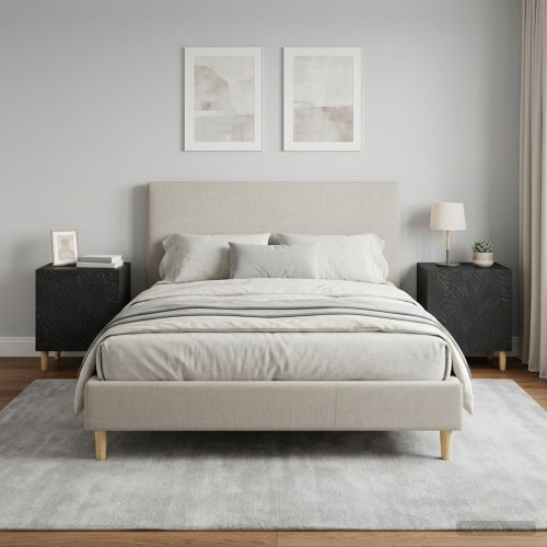 Нощно шкафче 2 pcs Черно 43 x 34,5 x 50 см Инженерна дървесина