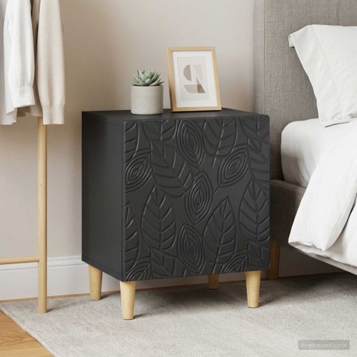 Нощно шкафче 2 pcs Черно 43 x 34,5 x 50 см Инженерна дървесина