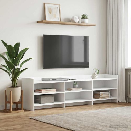 ТВ шкаф 168 x 33 x 47 см Бяло Инженерна дървесина