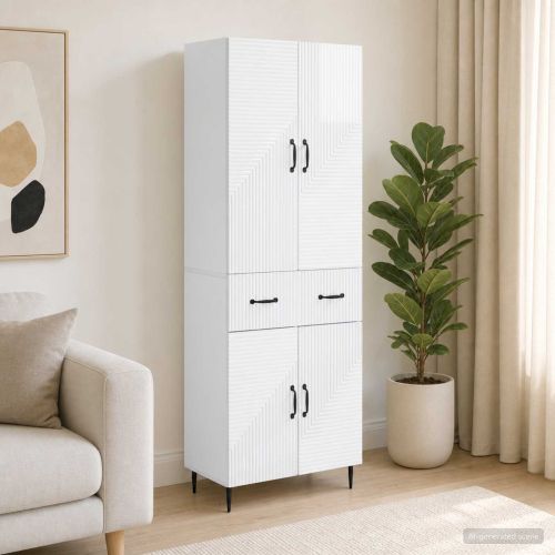 Комплект шкафове 2 pcs Бял гланц 66 x 34,5 x 89,5 см