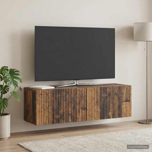 Стенно монтиран ТВ шкаф Старо дърво 98 x 31 x 30 см