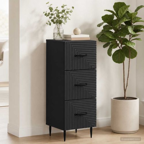 Чекмеджетен шкаф Черно 33 x 34,5 x 89,5 см Инженерна дървесина
