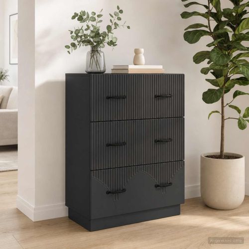 Чекмеджетен шкаф Черно 66 x 34,5 x 87 см Инженерна дървесина