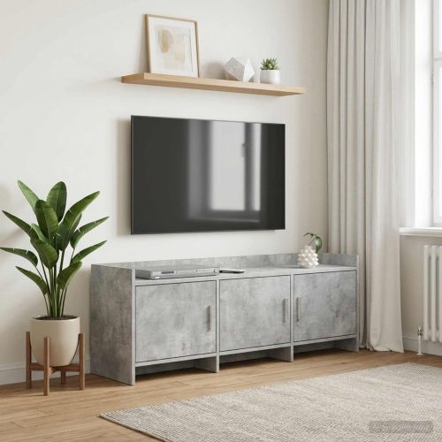 ТВ шкаф 130 x 33 x 47 см Бетонно сиво Инженерна дървесина
