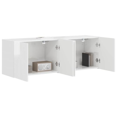 TV стенен шкаф 2 pcs Лъскаво бяло 59,5 x 31 x 40 см