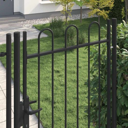 Оградна порта BOXTEL с единична врата с арковиден връх, стомана, 1x2 м, черна