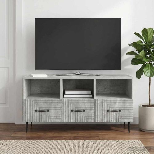 ТВ шкаф Бетонно сиво 102 x 34,5 x 50 см Инженерна дървесина