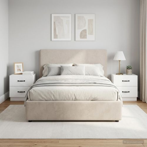 Нощен шкаф с чекмедже 2 pcs Бял гланц 43 x 34,5 x 44,5 см