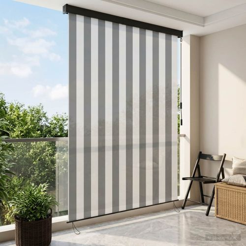 Ролетна щора Антрацит и бяло 140 x 250 cm Текстил и Алуминий